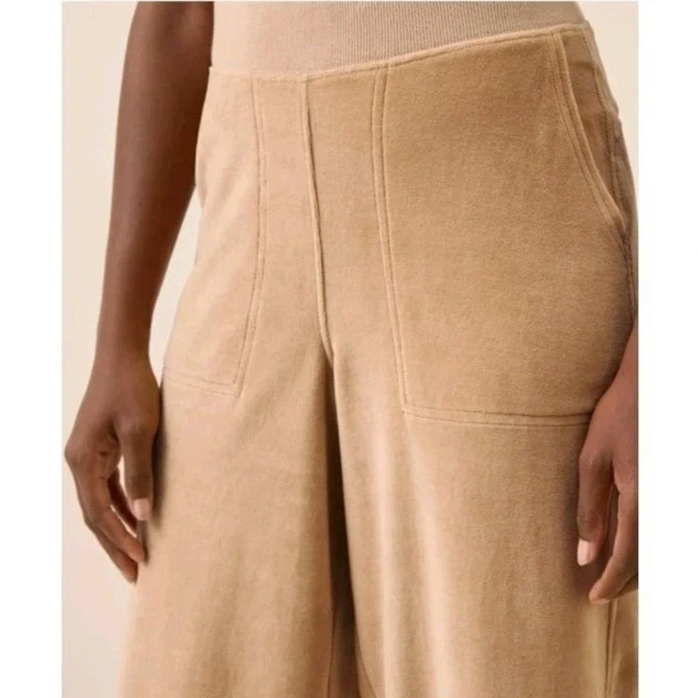 Pact Women's Large Organic Cotton Pure Velour Relaxed Sweatpant $98 Sesame Beige